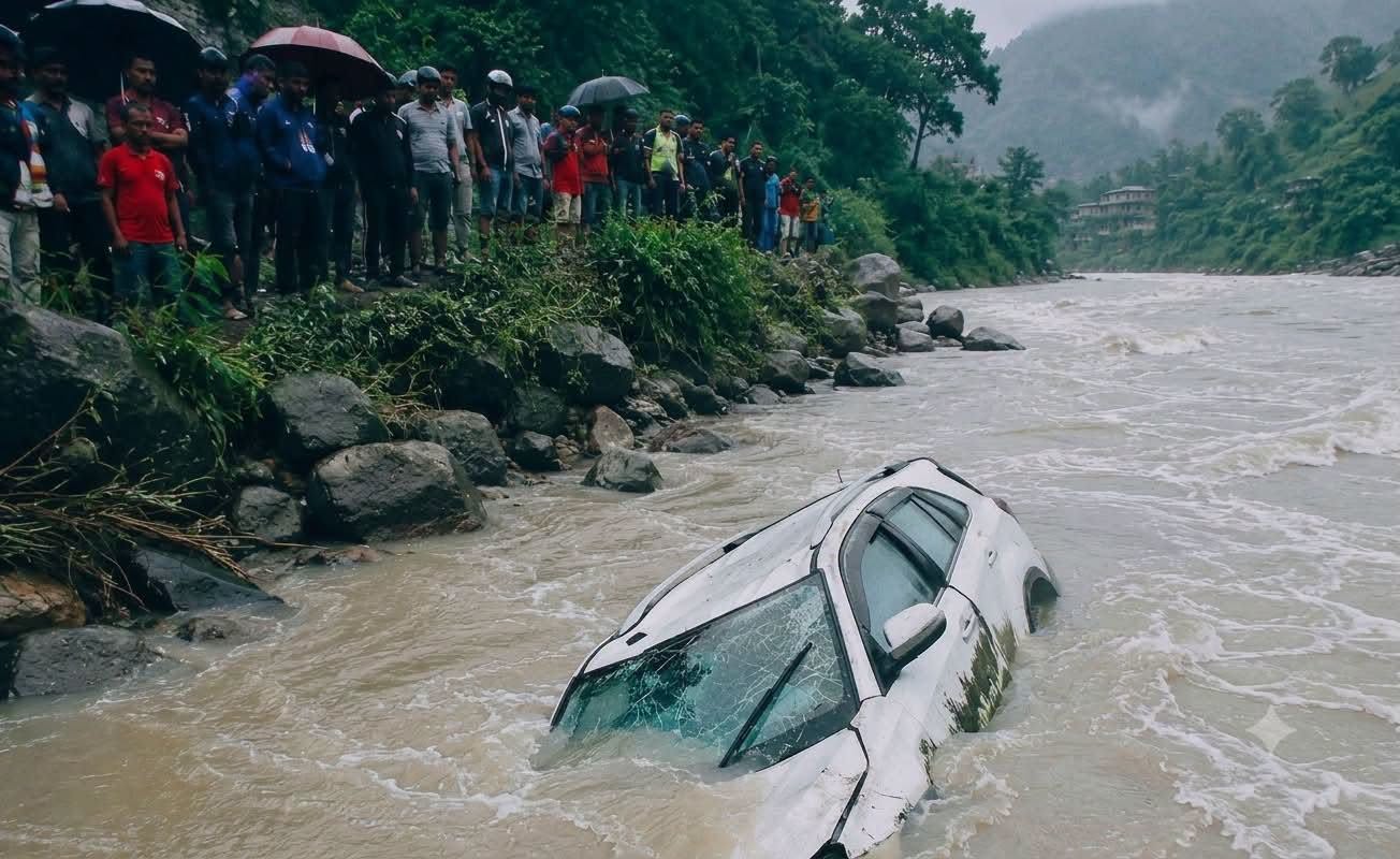सुनकोशीमा कार खस्यो, चार जना बेपत्ता